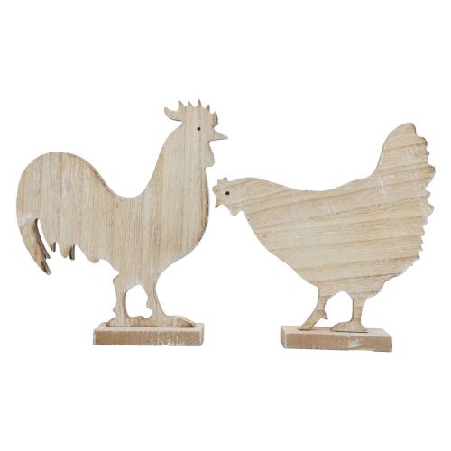 Decoración decorativa de mesa de pollo Decoración de madera de Pascua vintage 19 cm juego de 2
