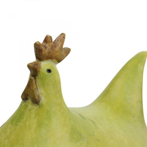 Floristik24 Deco Pollo Colorido Decoraciones de Pascua Verde/Amarillo/Naranja 13cm 3pcs