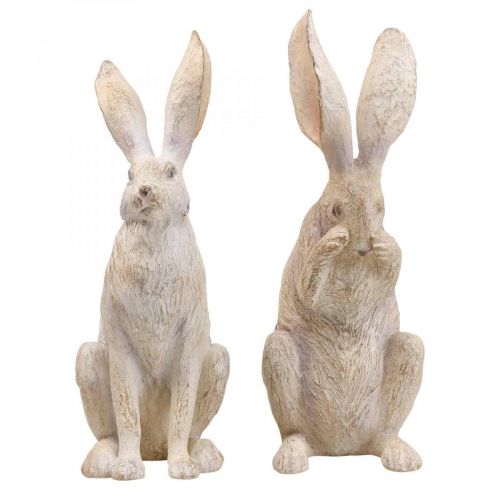 Floristik24 Deco conejo sentado figuras decorativas pareja de conejos H37cm 2pcs