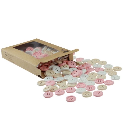 Artículo Botones Decorativos para Manualidades Madera Ø2cm Crema Rosa Blanco 210 Piezas
