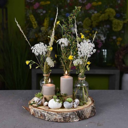 Artículo Cesta decorativa con 3 botellas decoración de mesa algas marinas natural 22×11,5×14cm