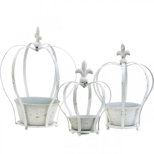 Floristik24 Corona decorativa blanco shabby chic metal decoración de jardín juego de 3