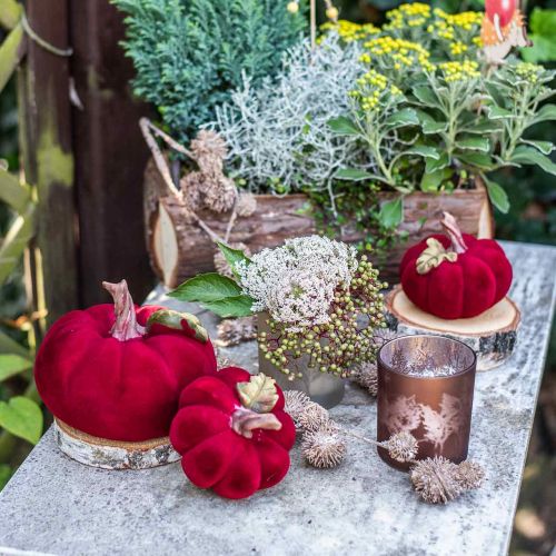 Decoración de otoño rojo calabaza deco polyresin 15 × 12cm