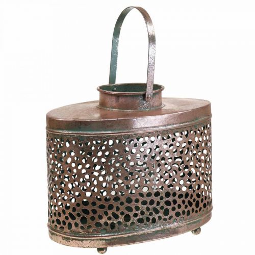 Deco linterna mesa ovalada decoración metal 27×16×23cm