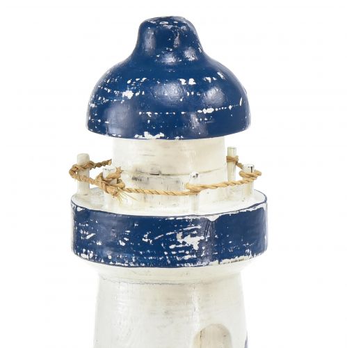 Floristik24 Faro decorativo madera azul blanco marítimo Ø7,5cm H19cm