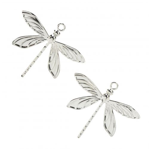 Floristik24 Libélulas decorativas para colgar decoración de verano plata 5×4cm 36 piezas