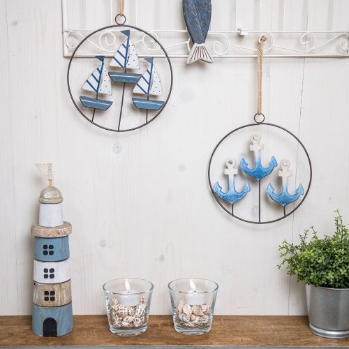 Artículo Anilla metálica decorativa para colgar veleros/anclas Ø18cm 2 piezas