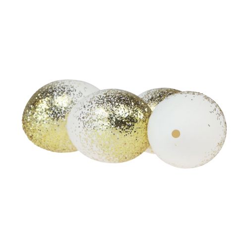 Artículo Huevos de Pascua decorativos clara de huevo de gallina auténtica con purpurina dorada Al 5,5–6 cm 10 unidades