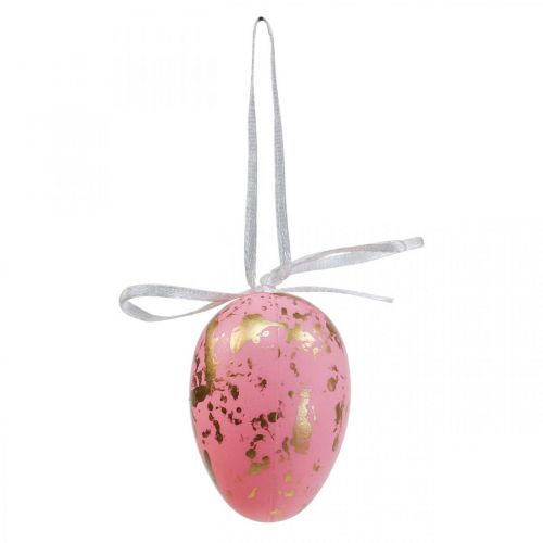 Floristik24 Deco huevos de Pascua para colgar adornos de Pascua rosa/verde/dorado 12 piezas