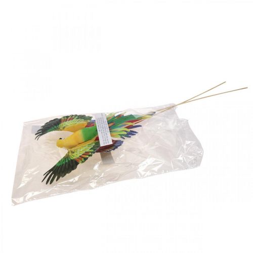 Floristik24 Tapón de flores pájaro, deco loro rojo amarillo 28×19cm 2uds
