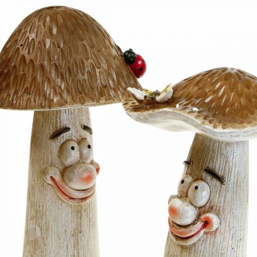 Floristik24 Setas decorativas Decoración otoñal setas graciosas Ø15/12cm H22/25cm 2pcs