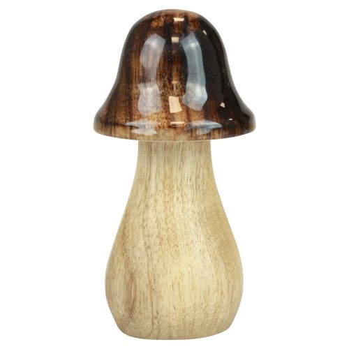 Artículo Setas decorativas Setas de madera marrón efecto brillante decoración otoñal Al.6/8/10cm