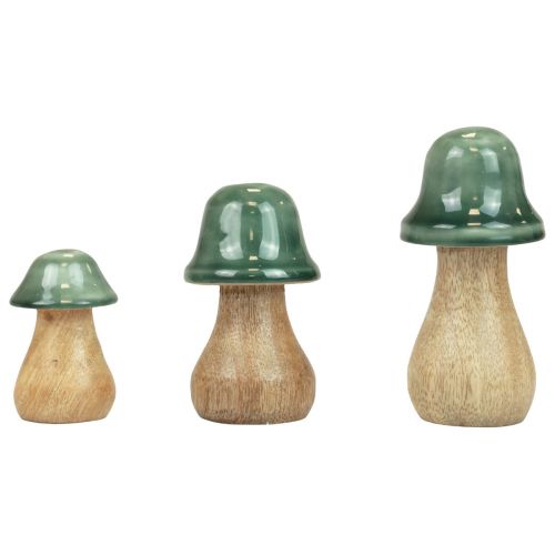 Setas decorativas Setas de madera verde oscuro brillante Al.6/8/10cm juego de 3