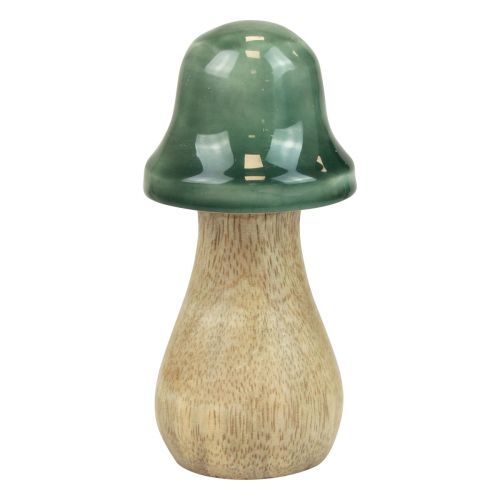 Artículo Setas decorativas Setas de madera verde oscuro brillante Al.6/8/10cm juego de 3
