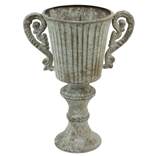 Artículo Taza Decorativa Cáliz Metal Marrón Antiguo Blanco Ø12cm H26cm