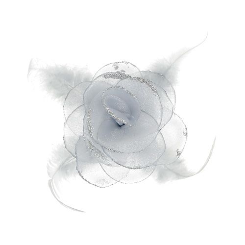 Floristik24 Rosa decorativa con clip Ø10cm plata 2pcs