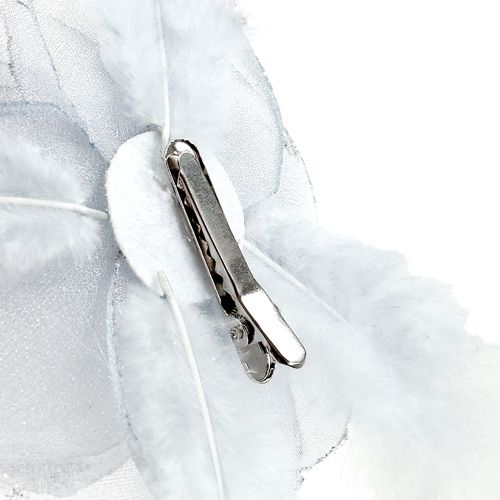 Floristik24 Rosa decorativa con clip Ø10cm plata 2pcs