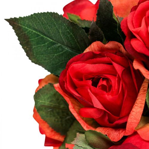 Floristik24 Ramo de rosas decorativas flores artificiales rosas rojas H30cm 8 piezas