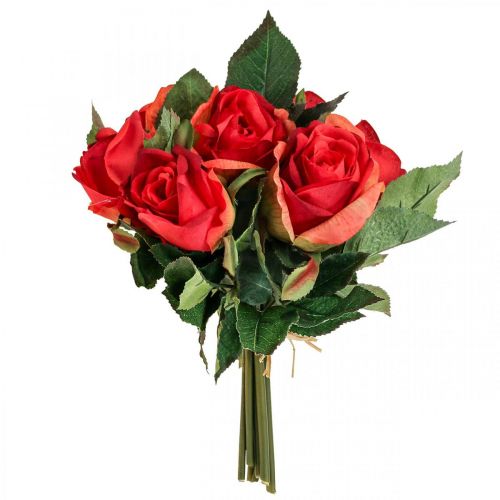 Floristik24 Ramo de rosas decorativas flores artificiales rosas rojas H30cm 8 piezas