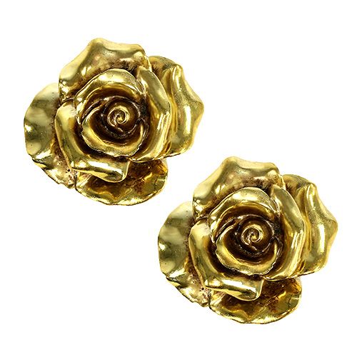 Floristik24 Rosas decorativas oro Ø8cm 6 piezas