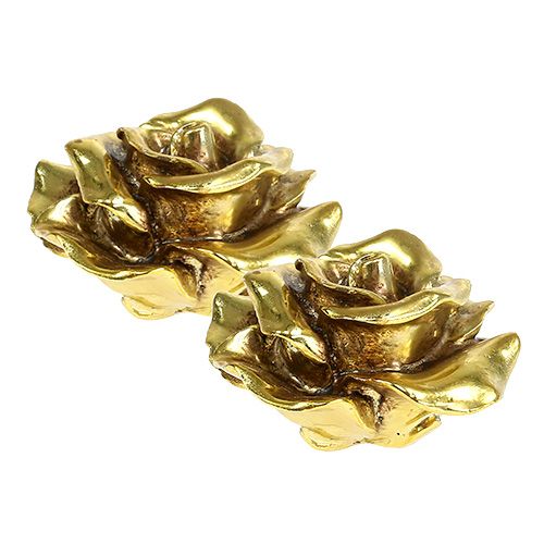Floristik24 Rosas decorativas oro Ø8cm 6 piezas
