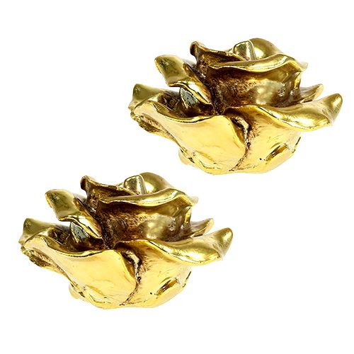 Floristik24 Rosas decorativas oro Ø8cm 6 piezas