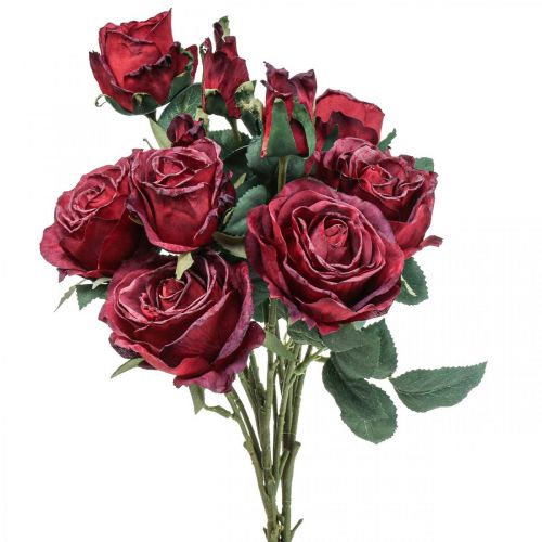 Deco rosas rojas rosas artificiales flores de seda 50cm 3pcs