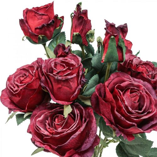 Deco rosas rojas rosas artificiales flores de seda 50cm 3pcs