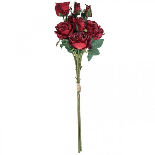 Floristik24 Rosas Decorativas Rosas Artificiales Rojas Flores de Seda 50cm 3 piezas