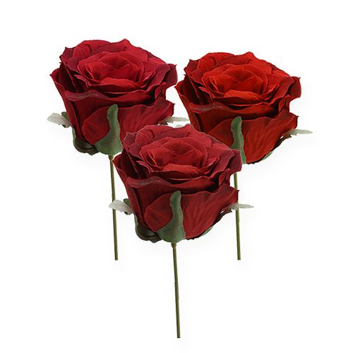 Floristik24 Deco rosa cabeza roja Ø9cm 6pcs