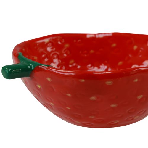 Floristik24 Cuenco decorativo cuenco de cerámica fresa rojo 12,5×15,5cm 2ud
