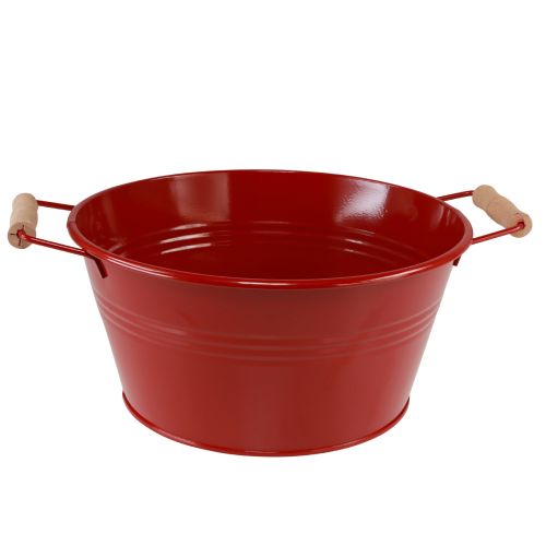 Floristik24 Cuenco decorativo con asas florero de metal rojo Ø29cm H14,5cm