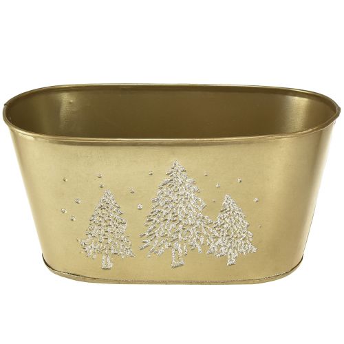 Artículo Cuenco decorativo macetero ovalado para árbol de Navidad dorado 24×13×12,5cm
