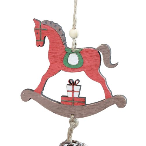 Artículo Caballo balancín decorativo, decoración colgante de madera, Navidad, rojo, 37cm, 2 uds.
