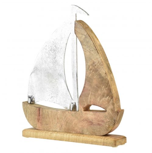 Artículo Barco decorativo madera metal plata madera de mango 16,5x4x18,5cm