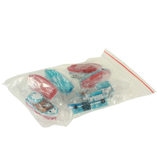 Artículo Barco decorativo barco azul rojo decoración de mesa marítima 5cm 8 piezas