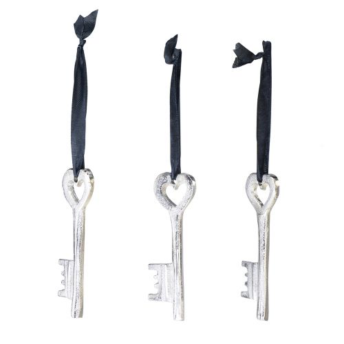 Llavero decorativo colgador decorativo metal plata decoración boda 4x11cm 6ud