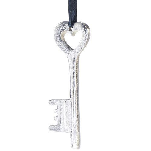 Artículo Llavero decorativo colgador decorativo metal plata decoración boda 4x11cm 6ud