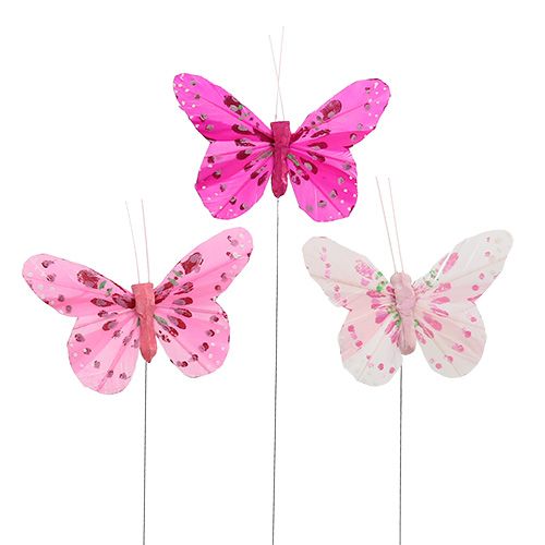 Floristik24 Deco tipo mariposa rosa-rosa. 6 cm 24 piezas