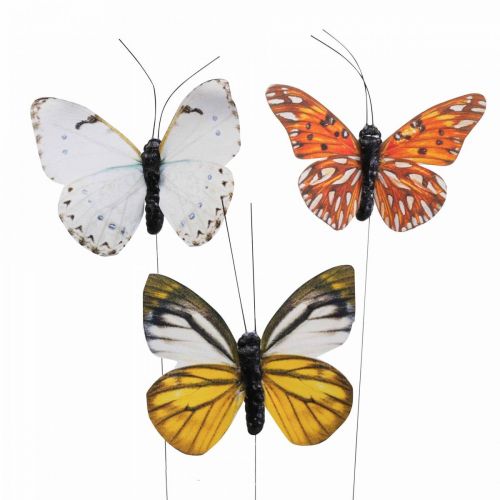 Artículo Deco mariposa en alambre colorido decoración de primavera 8cm 12pcs
