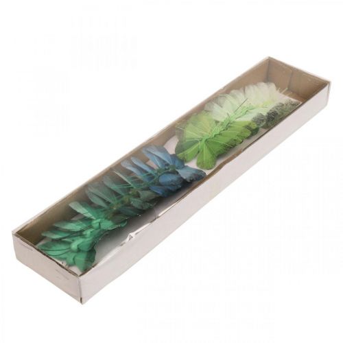 Floristik24 Deco mariposa en alambre verde, azul 5-6cm 24p