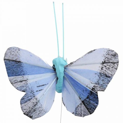 Artículo Mariposas decorativas mariposa de plumas rosa, azul 6cm 24 piezas
