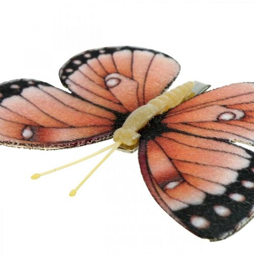 Artículo Deco mariposas con clip B4.5–11.5cm 10pcs marrón naranja