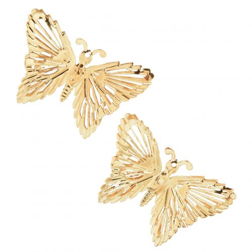 Floristik24 Mariposas decorativas decoración colgante de metal dorado 5cm 30ud