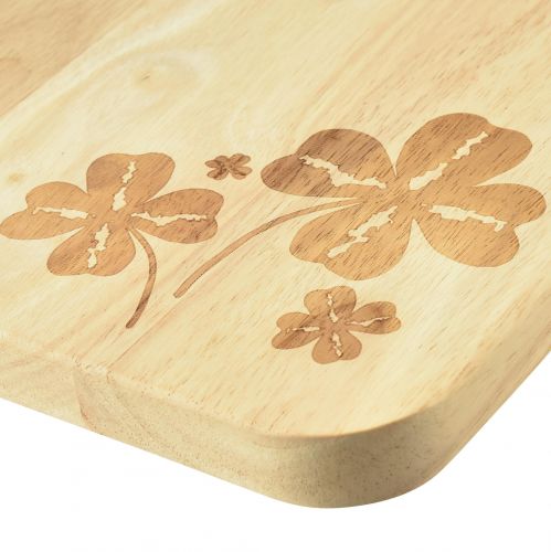 Artículo Tabla de cortar decorativa con hojas de trébol madera de mango 38×22cm