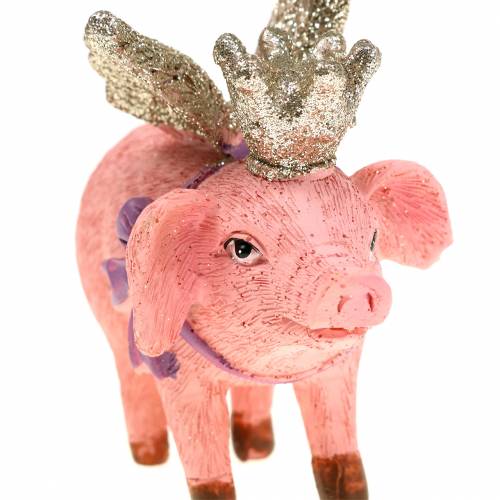 Floristik24 Figura decorativa cerdo con corona 9cm 2pcs