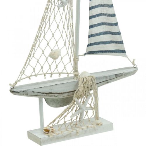 Floristik24 Deco Velero Madera Blanco Azul Marítimo Deco Barco 28×3×55cm