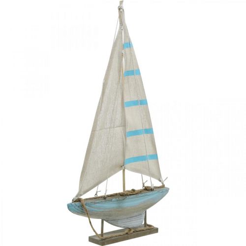 Floristik24 Deco velero madera azul-blanco decoración de mesa marítima H54.5cm