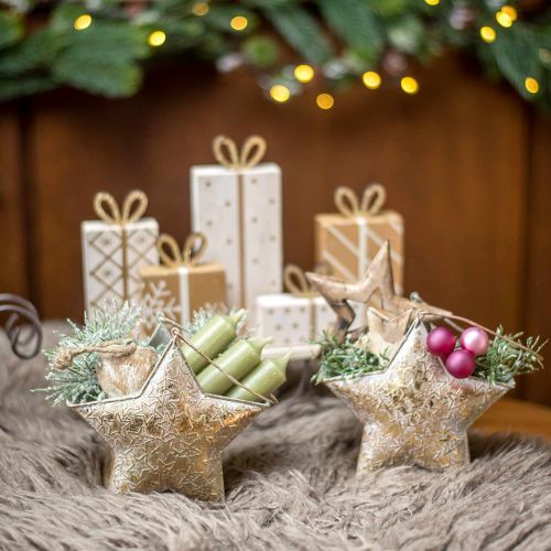 Floristik24 Estrella metálica decorativa para colgar y decorar Dorado Ø13cm