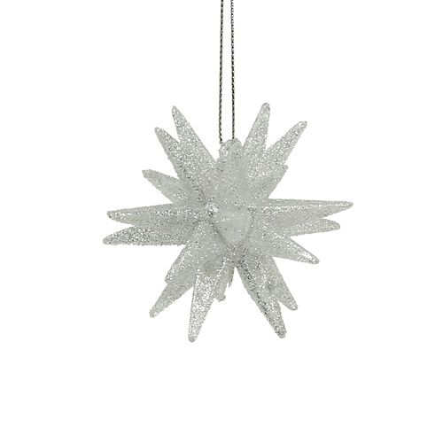 Floristik24 Estrellas decorativas con mica 7,5cm plata 8 piezas